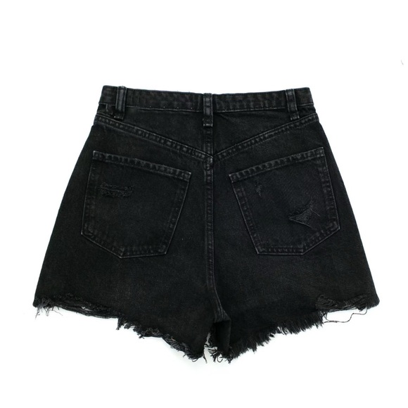 Black Distressed Denim Shorts - Picture 2 of 3